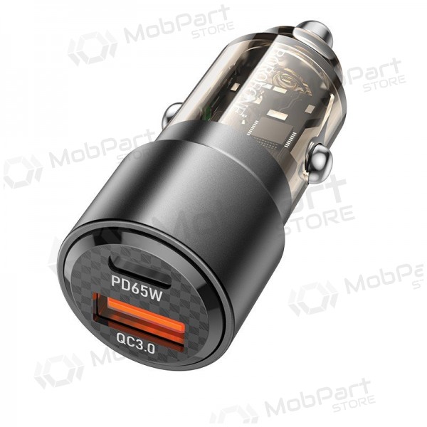 Automašīnas tālruņa lādētājs Borofone BZ20A 83 W PD QC 3.0 USB-C + USB-A melns