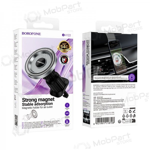 Tālruņa turētājs automobiļiem Borofone BH122 Magsafe (air vent) melns