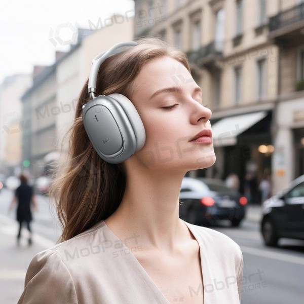 Bezvadu austiņas ar mikrofonu Hoco W68 ANC Bluetooth sudraba