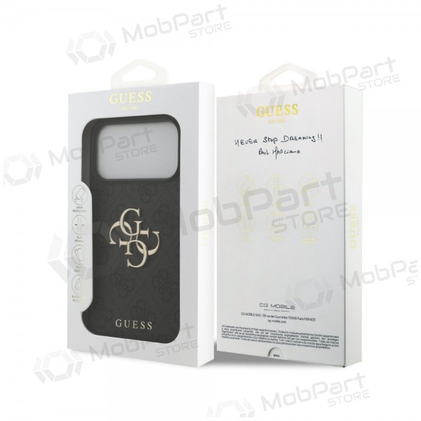 Apple iPhone 18 Pro maciņš - Guess PU 4G Metal Logo (pelēks)