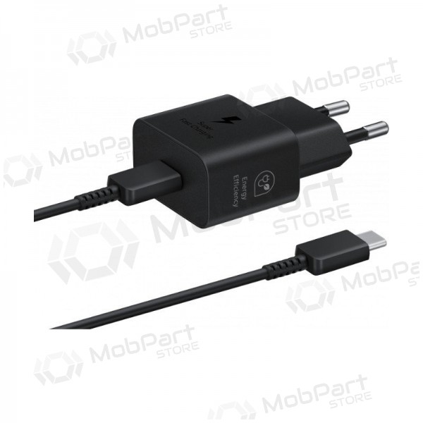 Lādētājs oriģināls Samsung EP-T2510XBEGEU 25W + USB-C kabelis iepakojumā melns
