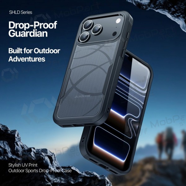 Apple iPhone 17 Pro Max, 18 Pro Max maciņš - Dux Ducis Shld melns (Contour Pattern)