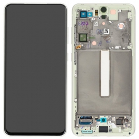 Ekranas Samsung G990 S21 FE 5G su lietimui jautriu stikliuku un rėmeliu Olive oriģināls (service pack)