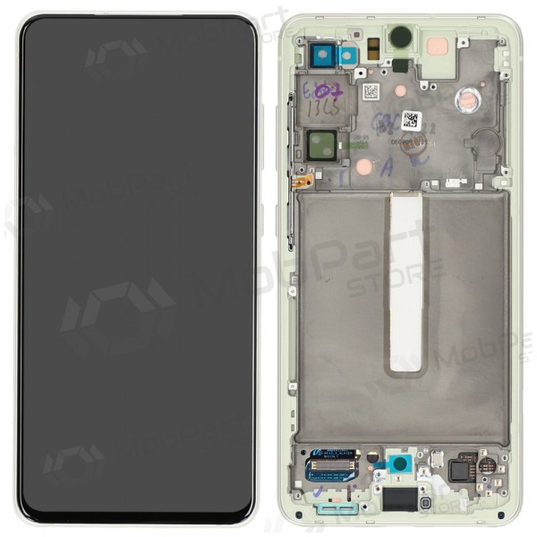 Ekranas Samsung G990 S21 FE 5G su lietimui jautriu stikliuku un rėmeliu Olive oriģināls (service pack)