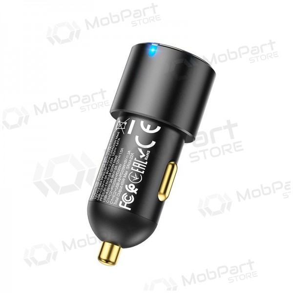 Automašīnas tālruņa lādētājs Hoco NZ6 45 W PD 2x USB-C + USB-A melns