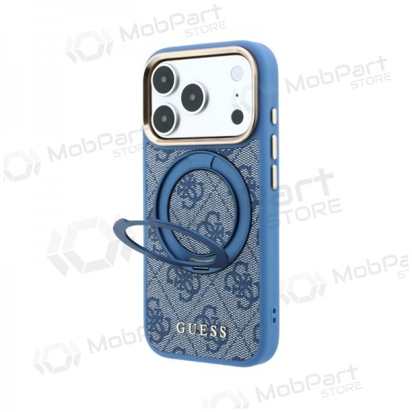 Apple iPhone 18 Pro maciņš - Guess PU 4G Ring Stand MagSafe (zils)