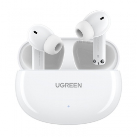 Bezvadus ausinės Ugreen WS200 HiTune T6 Active Noise-Cancelling Earbuds baltos