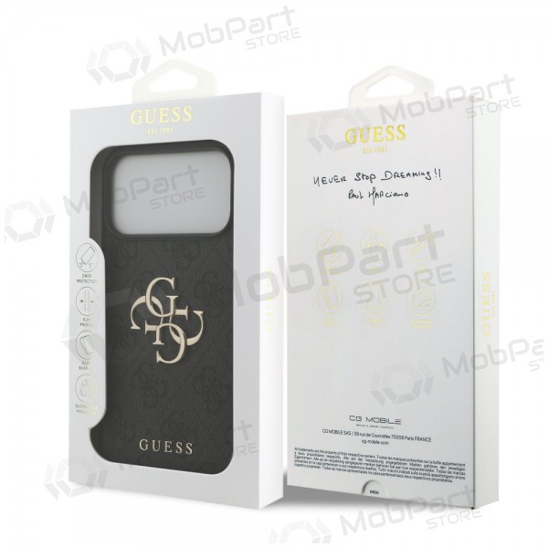 Apple iPhone 17 Pro Max maciņš - Guess PU 4G Metal Logo (pelēks)