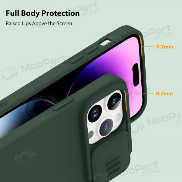Apple iPhone 14 Pro vāciņš „Nillkin Silicone“ (tumši zaļš) Apple iPhone 14 Pro vāciņš „Nillkin Silicone“ (tumši zaļš)