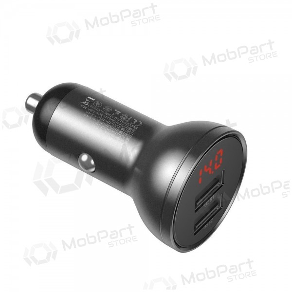 Automašīnas tālruņa lādētājs Baseus Digital Display CCBX-0G 24 W 2x USB-A melns