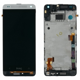 HTC One Mini (M4) ekrāns (sudraba) (ar rāmīti) (service pack) (oriģināls)