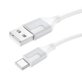 USB-C kabelis Borofone BX101 USB-A uz USB-C 1 m balts