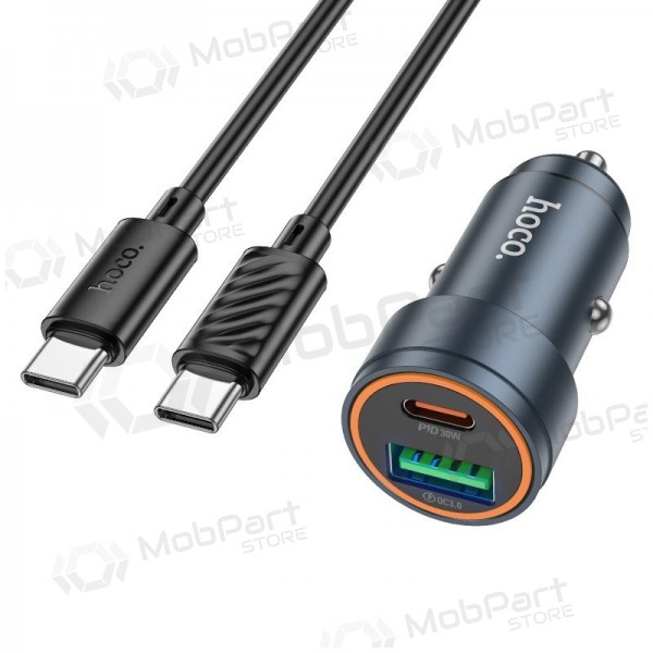 Automašīnas tālruņa lādētājs Hoco Z57A 30 W USB-C + USB-A ar USB-C kabeli 1 m