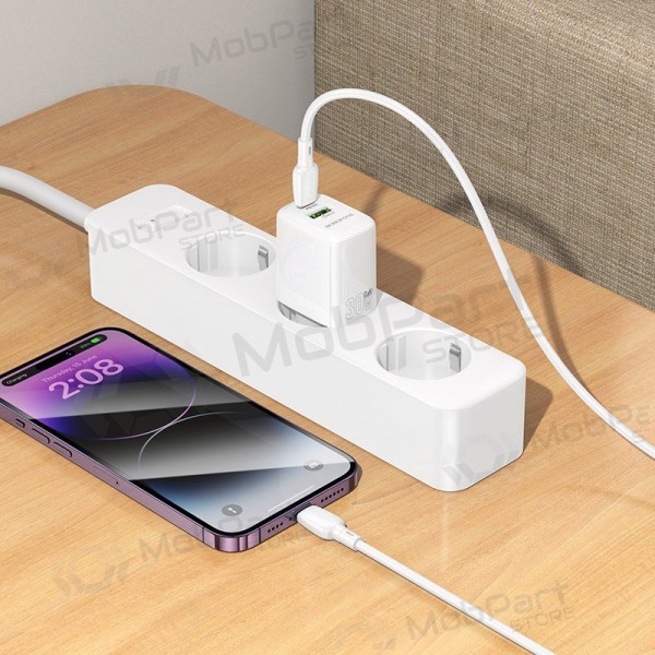 Lādētājs Borofone BN29 30W USB-C/USB-A + USB-C to Lightning cable 1.0m balts