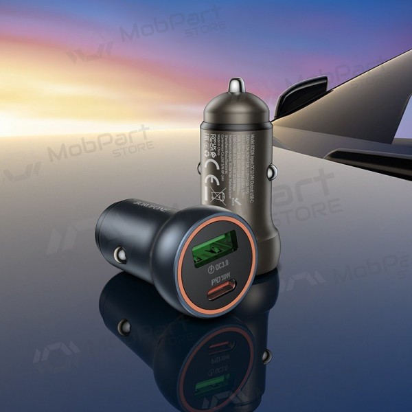 Auto lādētājs Borofone BZ32A USB-C/USB-A 30W pelēks