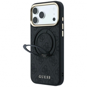 Apple iPhone 18 Pro maciņš - Guess PU 4G Ring Stand MagSafe