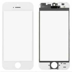 Apple iPhone 5 Ekrāna stikliņš ar rāmīti un OCA (balts) (for screen refurbishing) - Premium