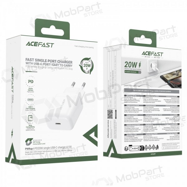 Lādētājs Acefast A130 20W USB-C balts