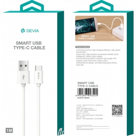 USB kabelis Devia Smart Type-C 1.0m (balts)