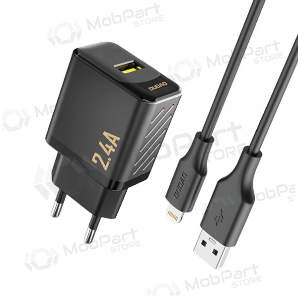 Tālruņa lādētājs Dudao A23L 12 W USB-A ar USB-A uz Lightning kabeli 1 m melns