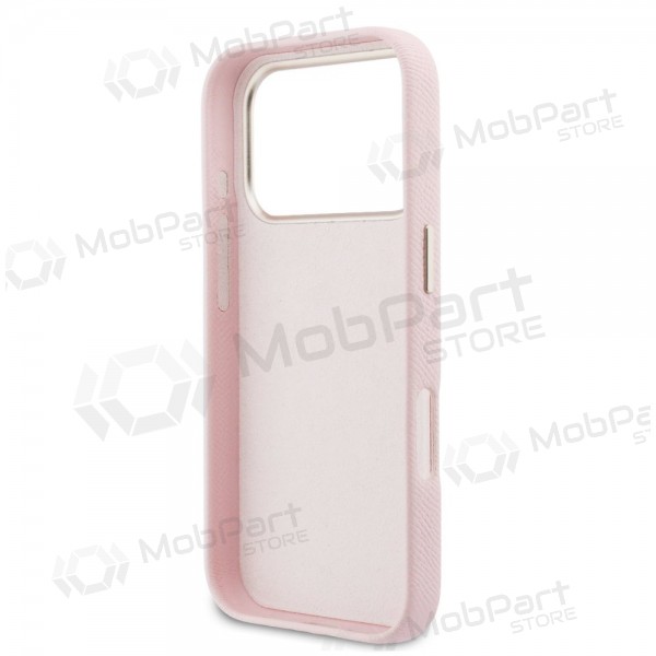 Apple iPhone 17 Pro Max maciņš - Guess PU Grained 4G Resin Metal Logo (rozā)