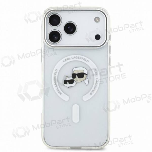 Apple iPhone 18 Pro maciņš - Karl Lagerfeld IML K&CH Heads Metal Frame MagSafe (caurspīdīgs)