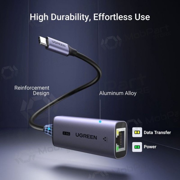USB-C adapteris Ugreen CM648 USB-C uz RJ45 pelēks