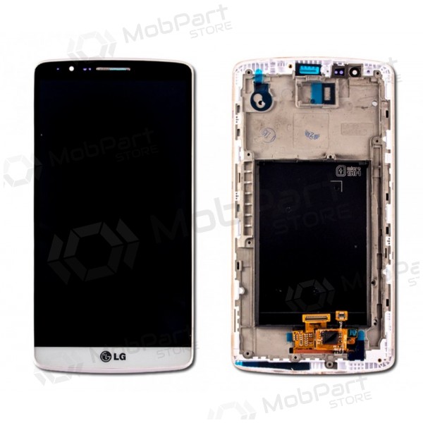 LG D855 Optimus G3 LCD ekrāns / displejs ar skārienjutīgu stikliņu (ar rāmīti) (balts) (augsta kvalitāte)