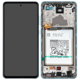 Samsung Galaxy A72 4G / A72 5G ekrāns (zils) (ar rāmīti) (oriģināls)