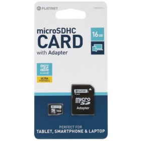 Atmiņas karte Platinet MicroSD 16GB (class10) + SD Adapteris