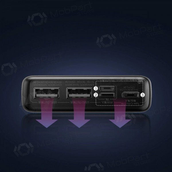 Ārējā baterija Power Bank Baseus Adaman 22.5W 20000mAh + Type-C 0.3m melna PPAD070101