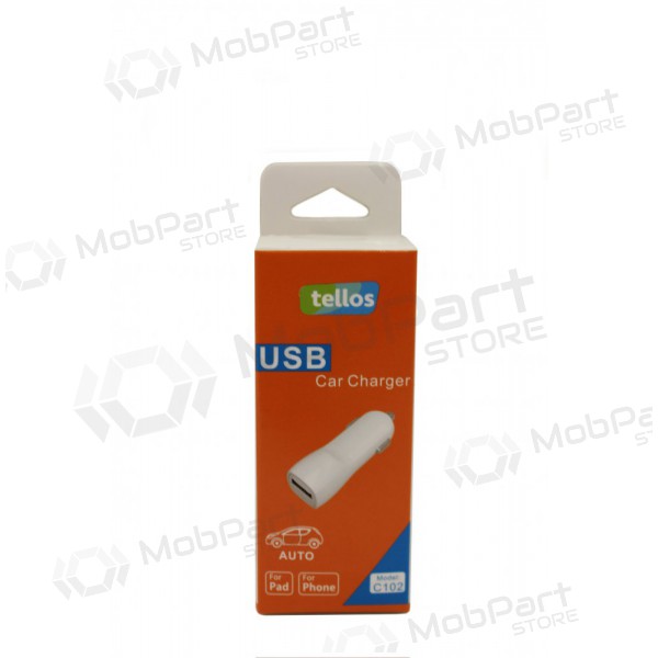 Lādētājs automobilinis Tellos C102 USB (1A) (balts)