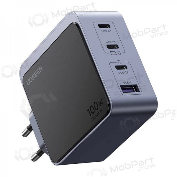 Tīkla lādētājs Ugreen X565 100 W GaN 3x USB-C + USB-A pelēks