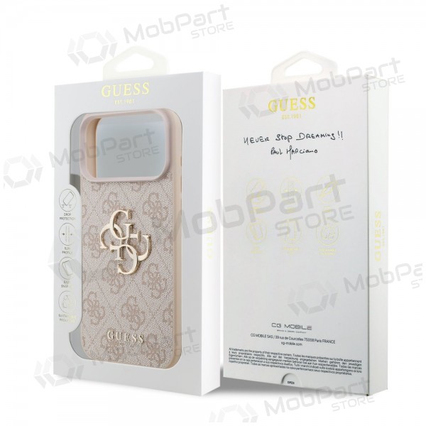 Apple iPhone 17 Pro Max maciņš - Guess PU 4G Metal Logo (rozā)