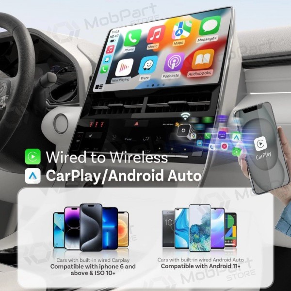 Bezvadu CarPlay / Android Auto adapteris Ottocast Mini Cube CP88-T3 melns