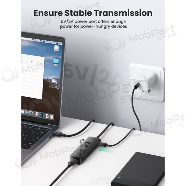 USB šakotuvas Ugreen CM416 USB-A 3.0 to 4xUSB-A 3.0 (10915) melns