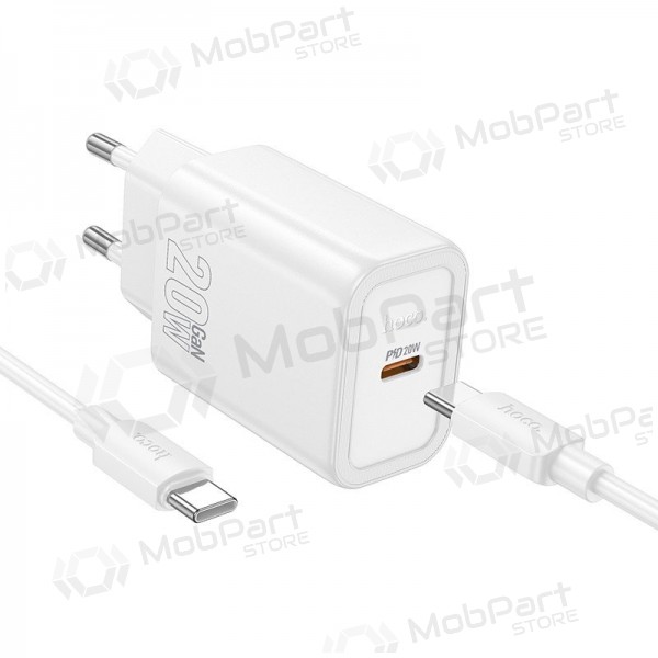 Tālruņa lādētājs Hoco N60 GaN USB-C ar USB-C kabeli 1 m balts