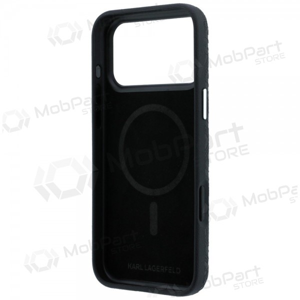 Apple iPhone 18 Pro Max maciņš - Karl Lagerfeld PU Grained Allover Semi Wrap MagSafe (melns)