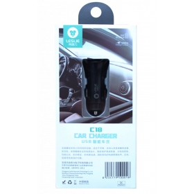 Lādētājs automobilinis Leslie C18 2 USB 2.4A (1A+2A) (melns)