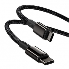 USB kabelis Baseus Tungsten Gold Fast Data Type-C - Type-C 100W 1.0m (melns) CATWJ-01