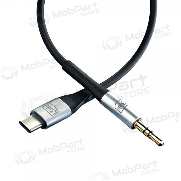 Audio kabelis 3mk USB-C uz 3.5 mm 1 m melns.