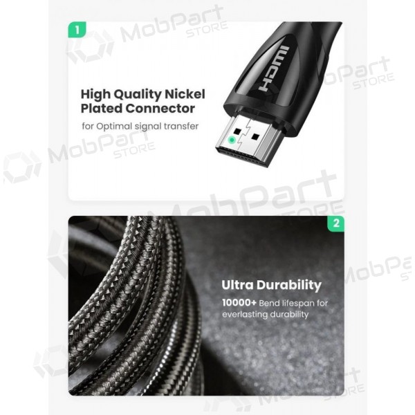 HDMI kabelis Ugreen HD140 HDMI 2.1 2 m melns