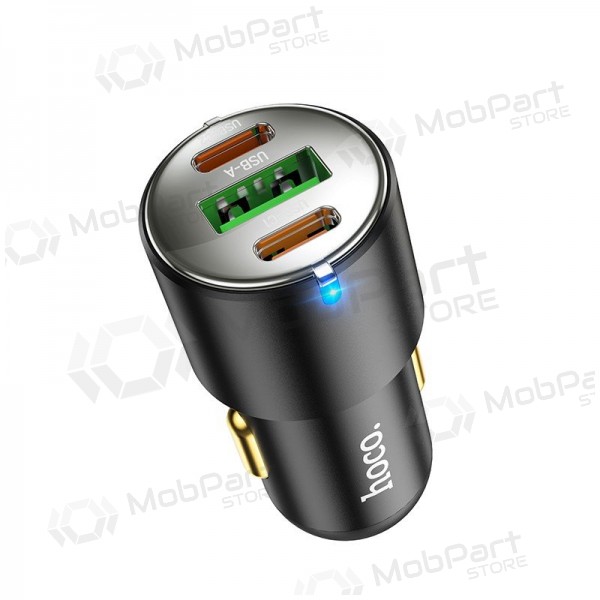 Automašīnas tālruņa lādētājs Hoco NZ6 45 W PD 2x USB-C + USB-A melns