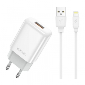 Lādētājs buitinis Jellico EU01 2.4A USB + Lightning balts