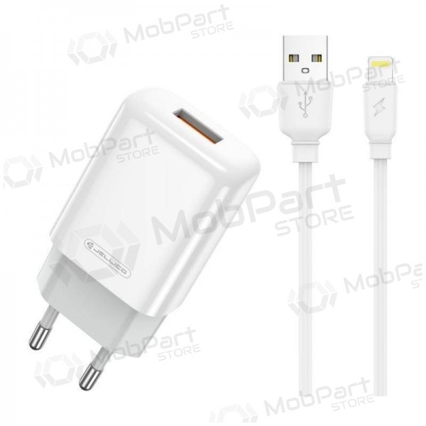 Lādētājs buitinis Jellico EU01 2.4A USB + Lightning balts
