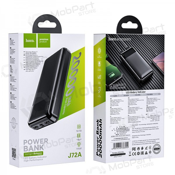 Ārējā baterija Power Bank Hoco J72A 20000mAh melna