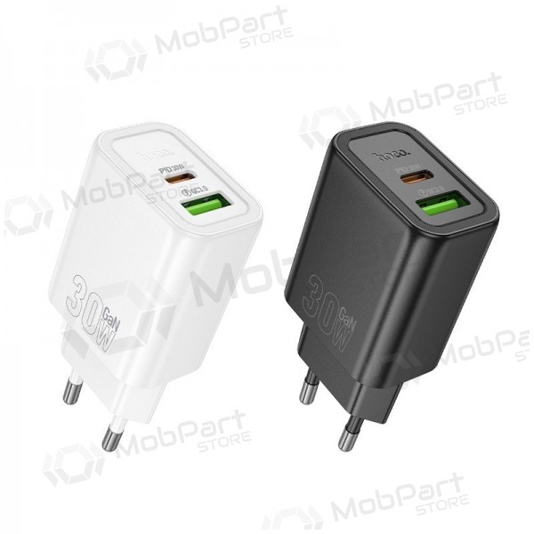 Tālruņa lādētājs Hoco N63 30 W GaN USB-C + USB-A melns