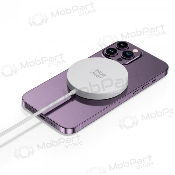 MagSafe bezvadu lādētājs Blue Star Charing Pad 15 W ar USB-C kabeli balts