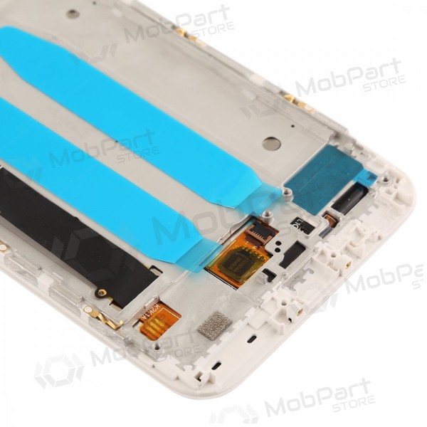 Xiaomi Mi A1 / Mi 5X ekrāns (balts) (ar rāmīti) (lietots grade C, oriģināls)