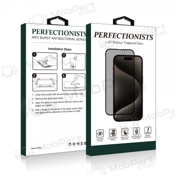 LCD apsauginis stikliukas 2.5D Privacy Perfectionists Apple iPhone 14/13/13 Pro melns